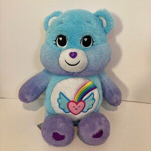 Care Bears Dream Bright Bear 2021 Plush Blue Purple Rainbow Heart 14" Stuffed